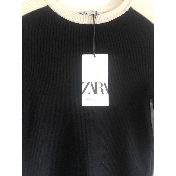 ZARA women Black & Cream Crop Seater Xl - Picture 4 of 5